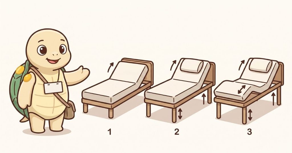 1モーター・2モーター・3モーターの特殊寝台の機能の違いを示すイラスト