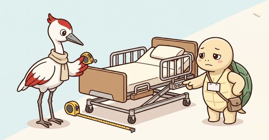 特殊寝台を選ぶときに大事なポイントを紹介するイラスト