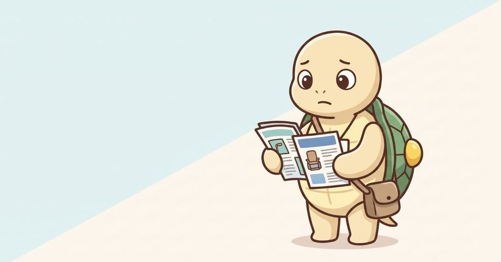 資料を手に福祉用具の選定を考え込む新人相談員のイラスト