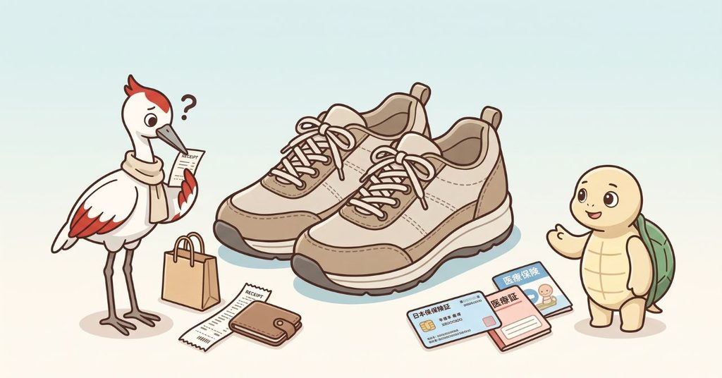 介護保険と医療保険の境界線を考える靴のイラスト