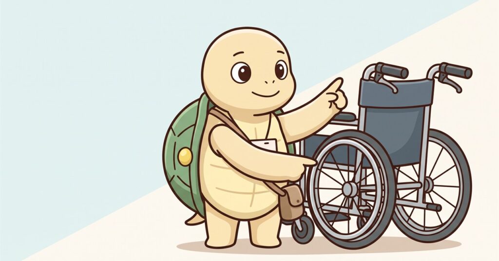 ハンドリムと介助用ブレーキの両方を備えた自走介助兼用型車椅子のイラスト