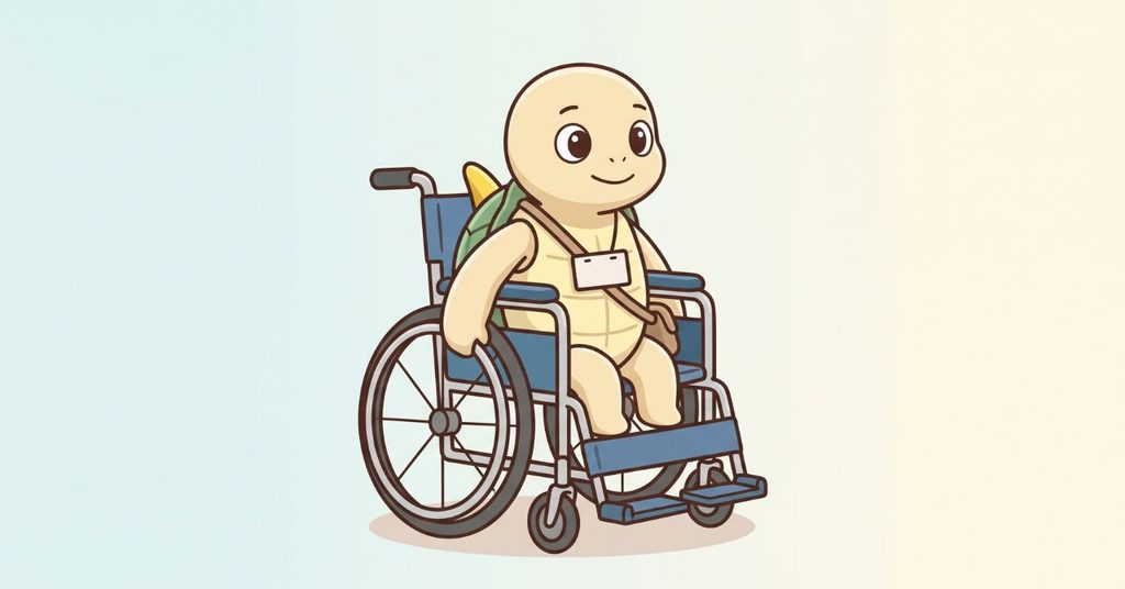 ハンドリムを操作する自走式車椅子のイラスト