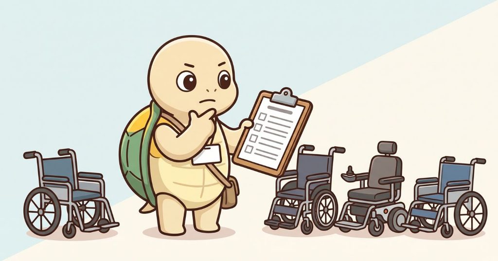 チェックリストを使って車椅子のタイプを絞り込むイラスト